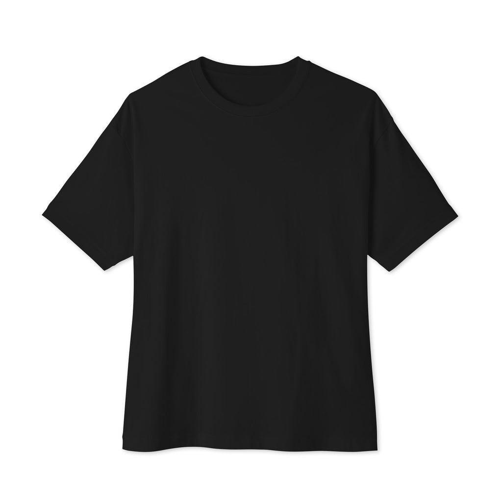 Black Flakkowrld oversized T-shirt, front view.